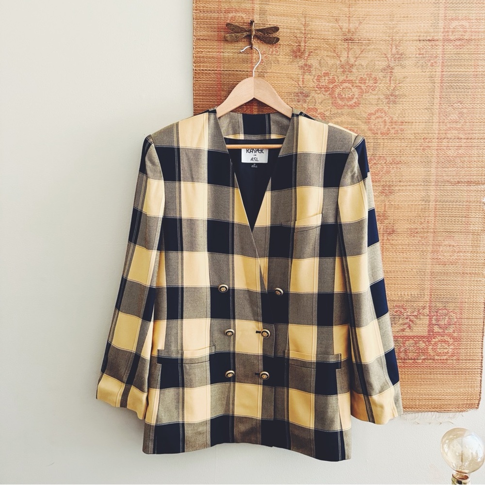 Vintage 80s Plaid Blazer Jacket